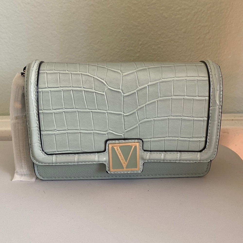 Victoria’s secret the victoria palm croc mini crossbody purse bag mint green NWT
